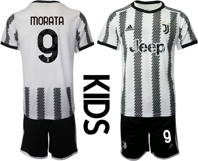 Youth 2022-2023 Club Juventus FC home white #9 Soccer Jersey